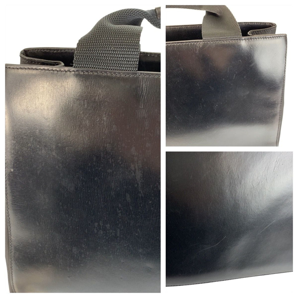 Prada Tessuto Black Silver Leather Nylon Tote — view 5