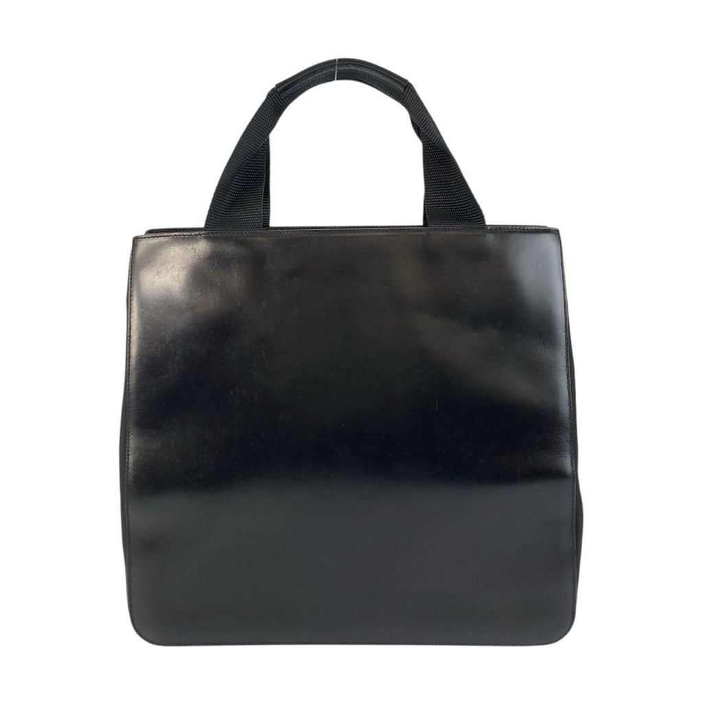 Prada Tessuto Black Silver Leather Nylon Tote — view 2