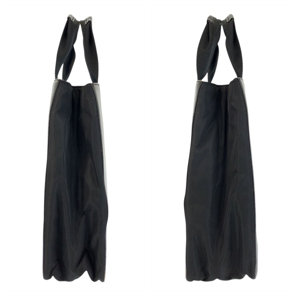 Prada Tessuto Black Silver Leather Nylon Tote — view 7