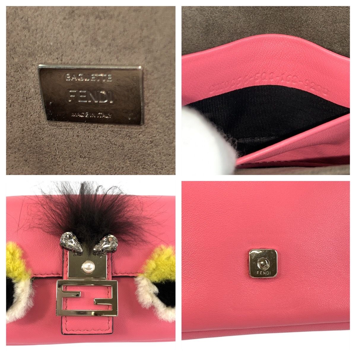 Fendi Monster Star Micro Baguette Pink Silver Shoulder Bag — view 3