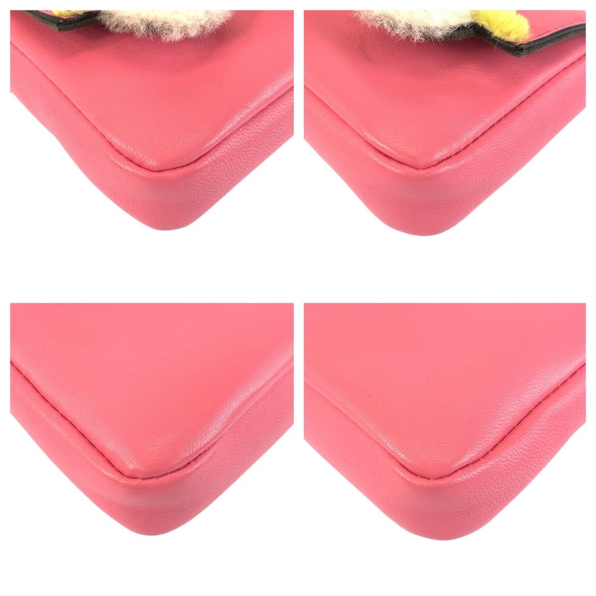Fendi Monster Star Micro Baguette Pink Silver Shoulder Bag — view 4