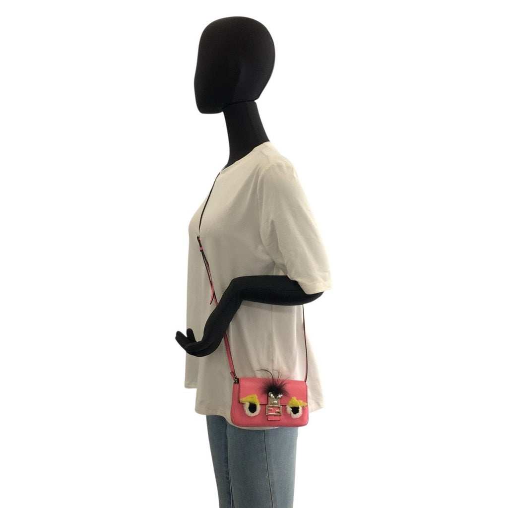 Fendi Monster Star Micro Baguette Pink Silver Shoulder Bag — view 6