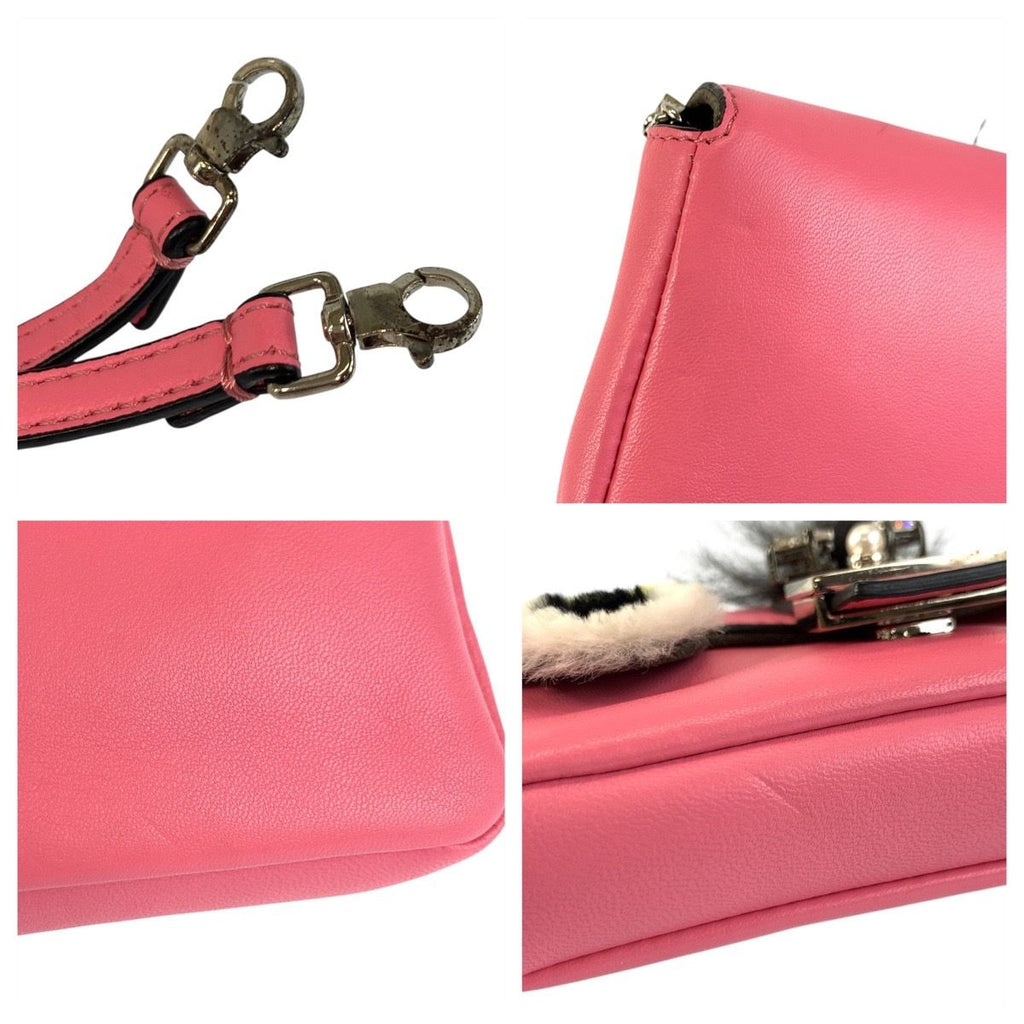 Fendi Monster Star Micro Baguette Pink Silver Shoulder Bag — view 5
