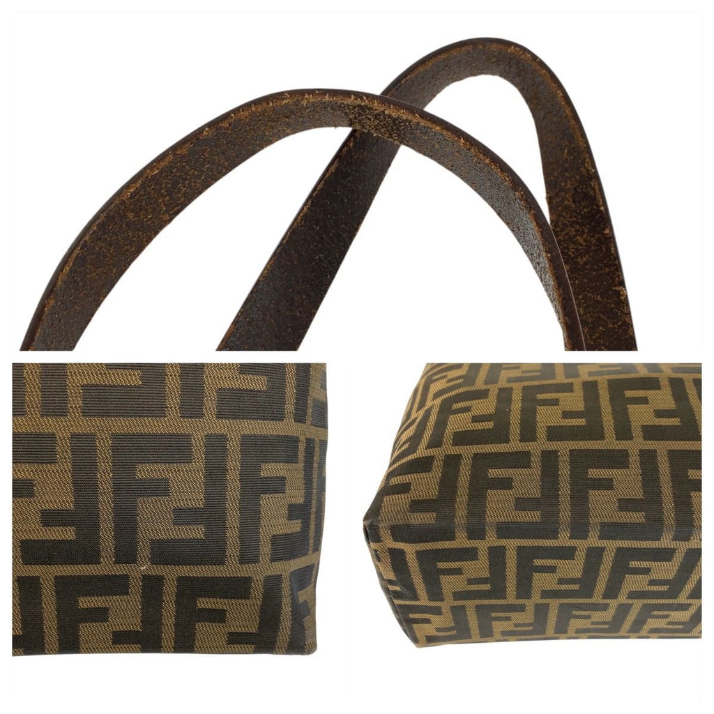 Fendi Vintage Zucca Brown Canvas Leather 71 1 991 Tote Shoulder Bag — view 5