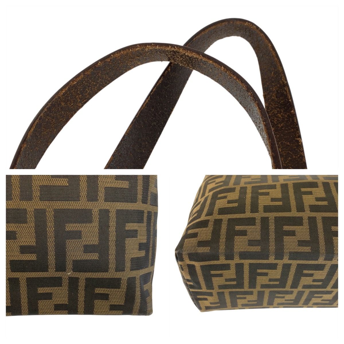 Fendi Vintage Zucca Brown Canvas Leather 71 1 991 Tote Shoulder Bag — view 5