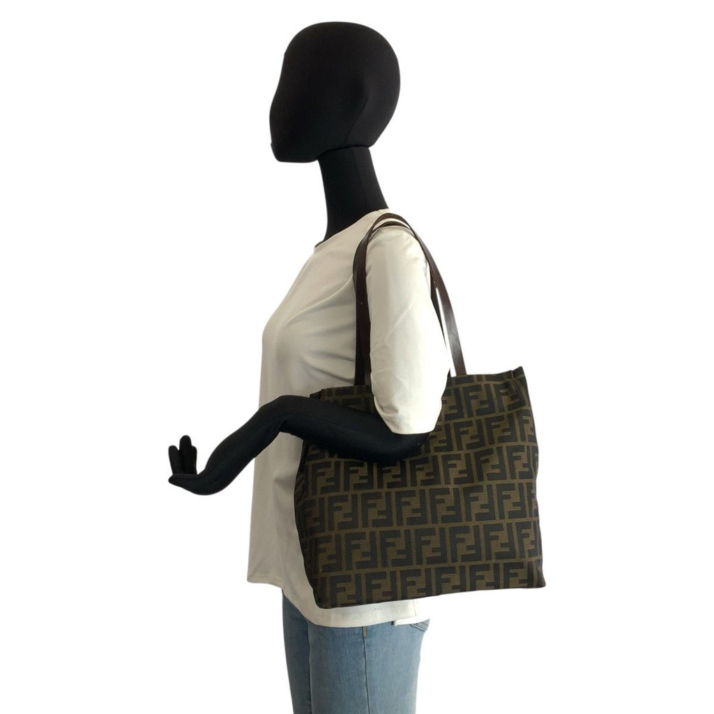 Fendi Vintage Zucca Brown Canvas Leather 71 1 991 Tote Shoulder Bag — view 6