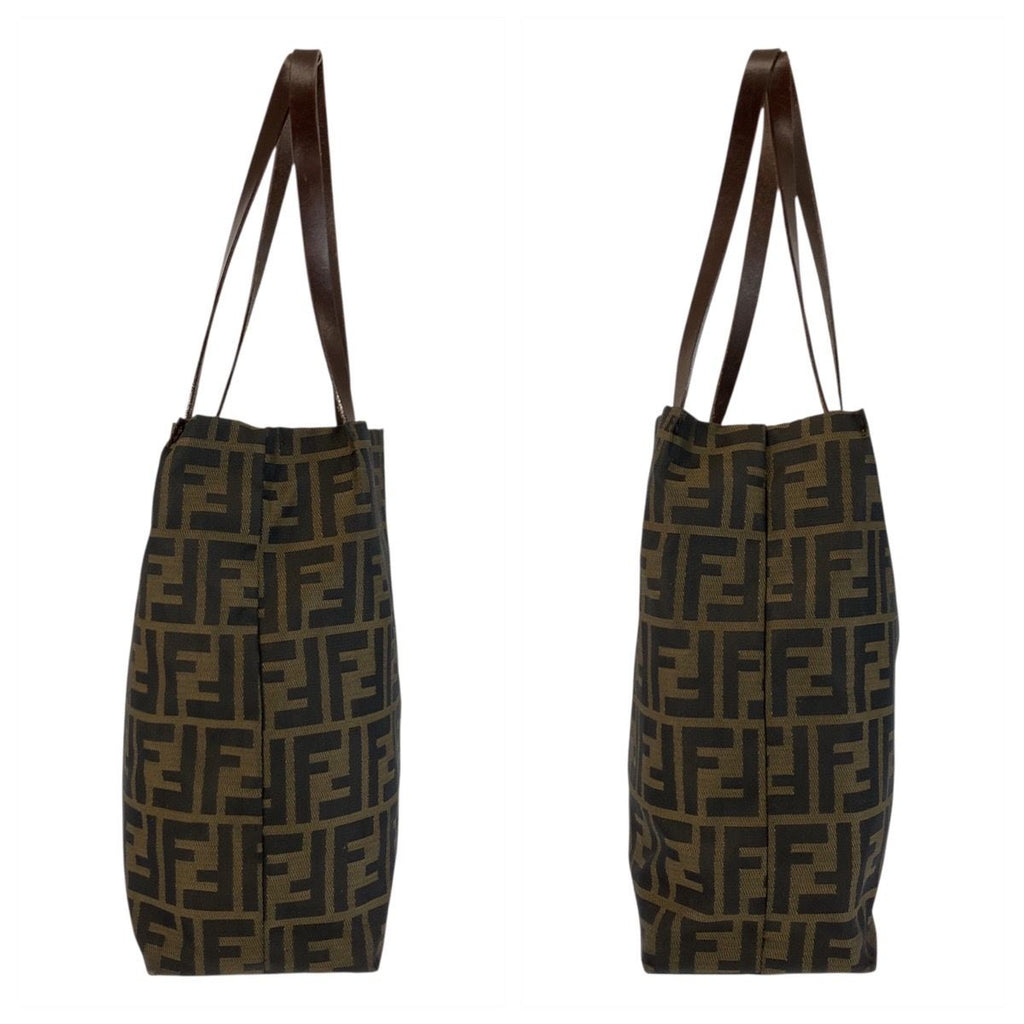 Fendi Vintage Zucca Brown Canvas Leather 71 1 991 Tote Shoulder Bag — view 7