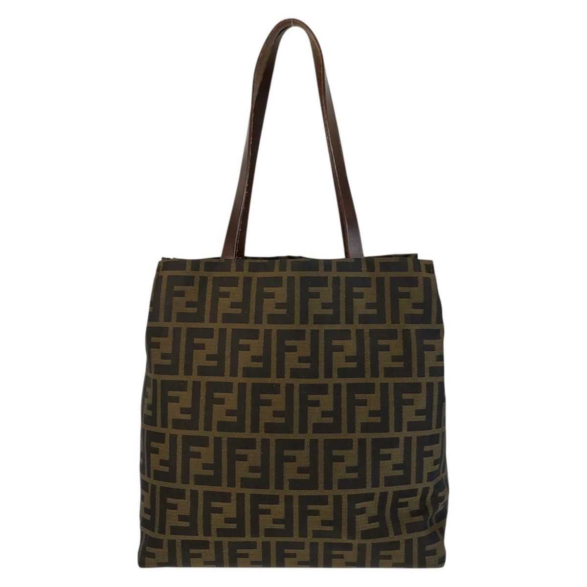 Fendi Vintage Zucca Brown Canvas Leather 71 1 991 Tote Shoulder Bag — view 2