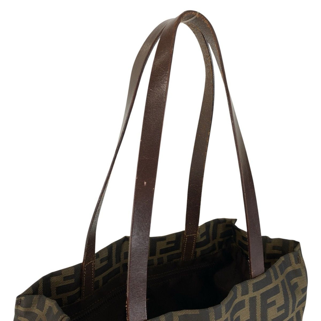 Fendi Vintage Zucca Brown Canvas Leather 71 1 991 Tote Shoulder Bag — view 8