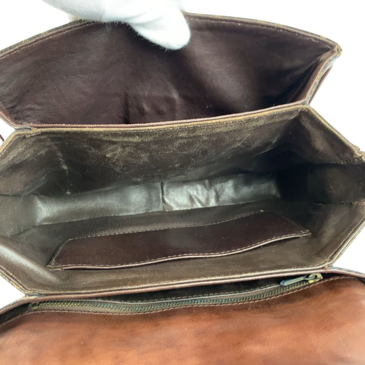 Fendi Vintage Zucca Brown Gold Canvas Leather Shoulder Bag Pochette — view 7