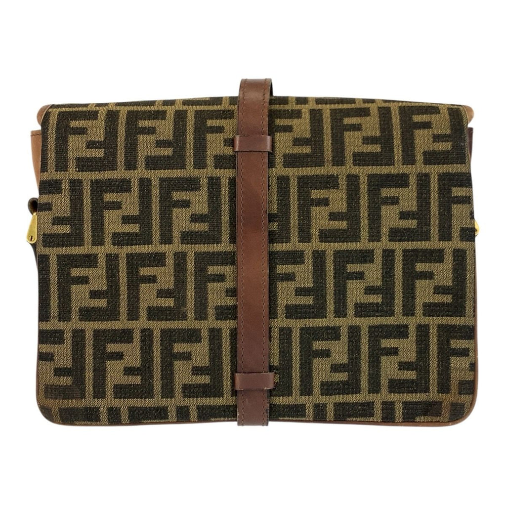 Fendi Vintage Zucca Brown Gold Canvas Leather Shoulder Bag Pochette — view 2
