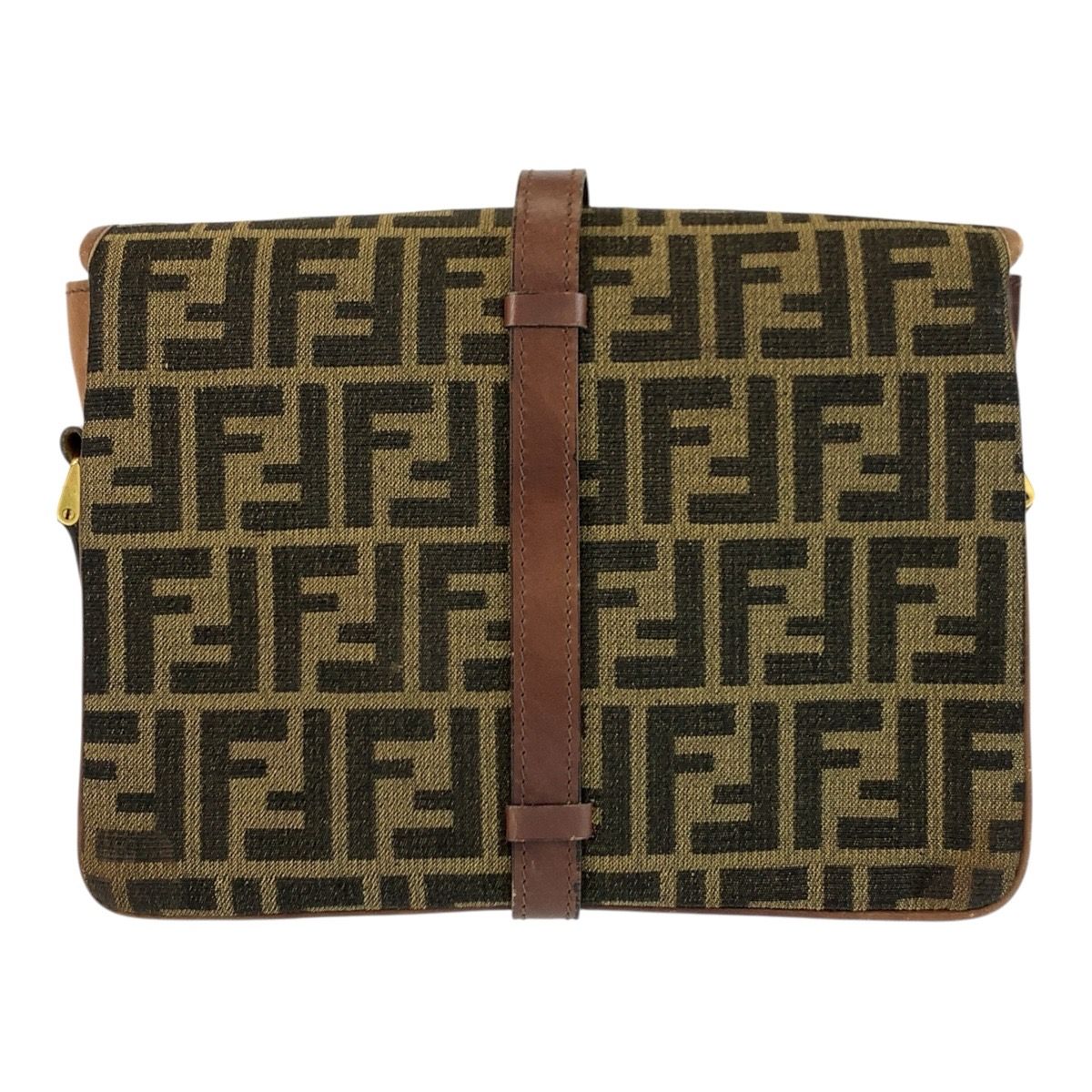Fendi Vintage Zucca Brown Gold Canvas Leather Shoulder Bag Pochette — view 2