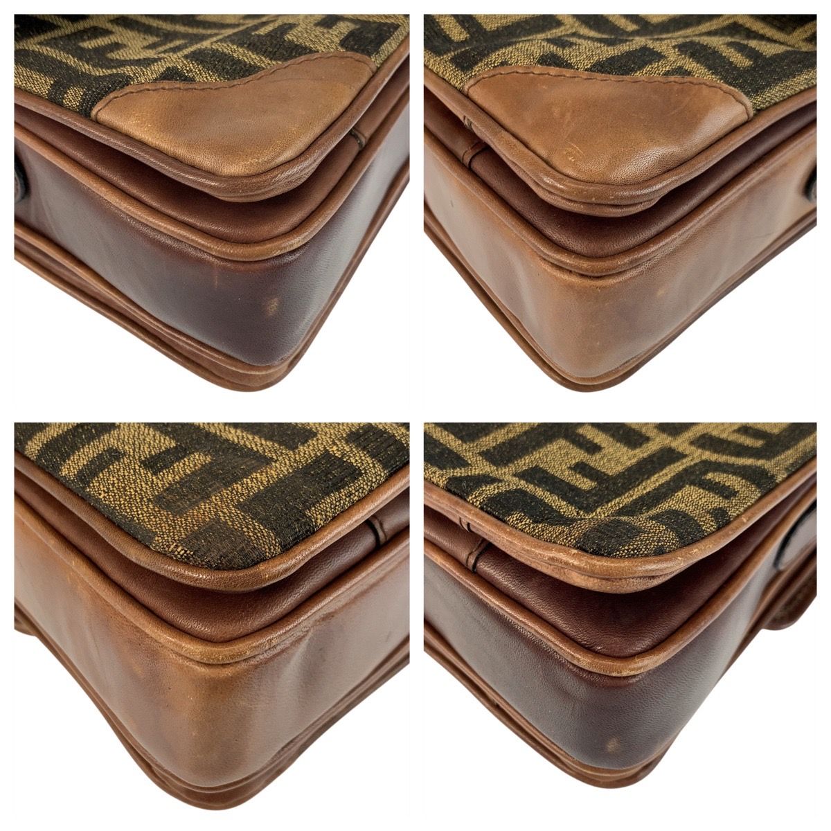 Fendi Vintage Zucca Brown Gold Canvas Leather Shoulder Bag Pochette — view 4