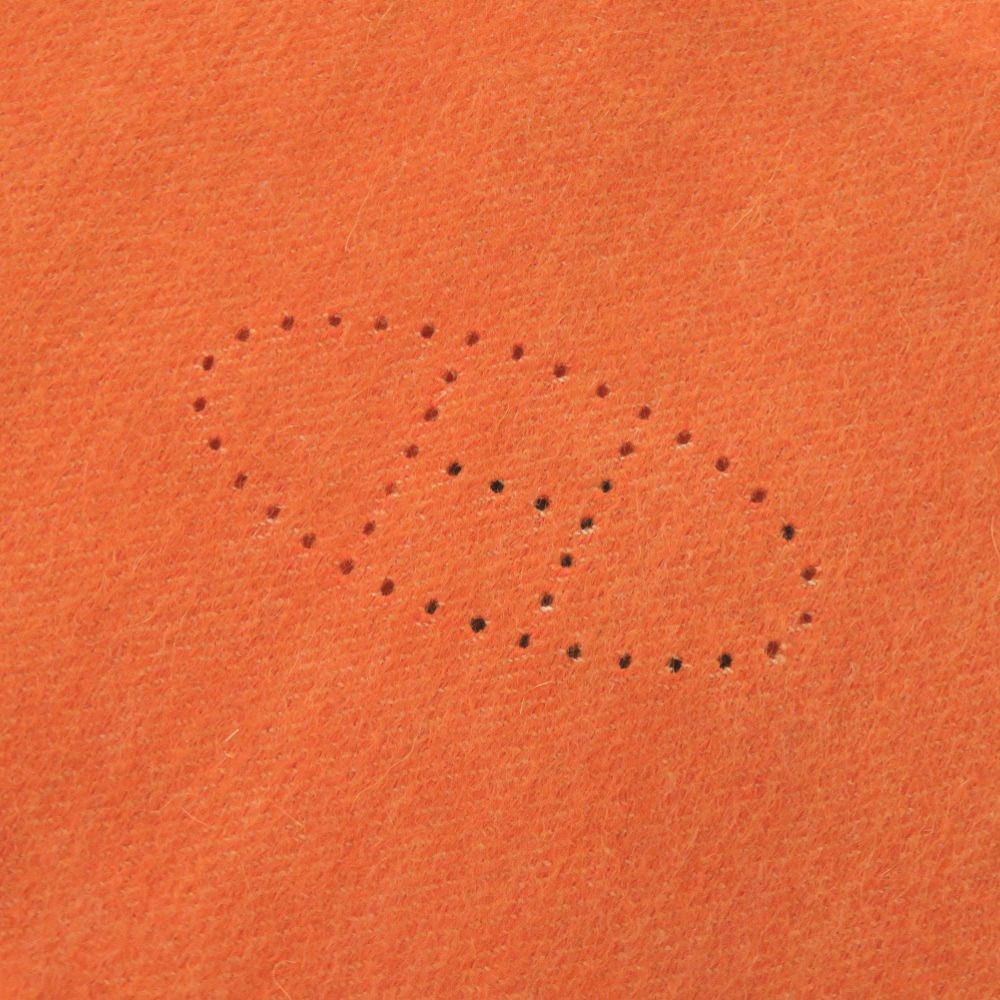 Hermes Logo Cashmere Orange Scarf — view 4