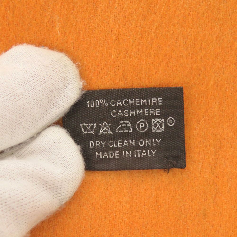 Hermes Logo Cashmere Orange Scarf — view 6