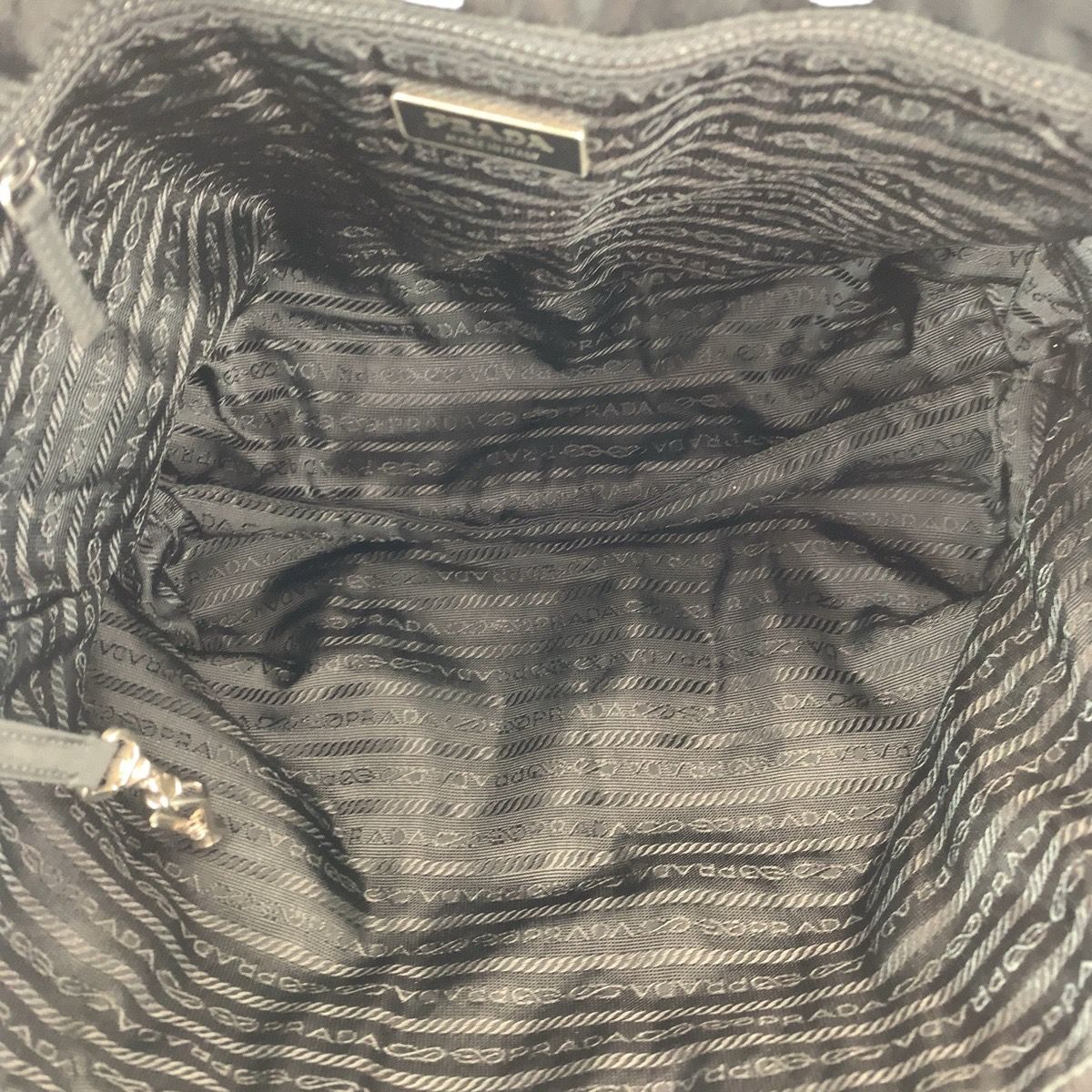 Prada Tessuto Black Silver Nylon Shoulder Bag Tote — view 8