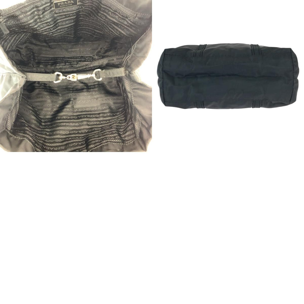 Prada Tessuto Black Silver Nylon Shoulder Bag Tote — view 9