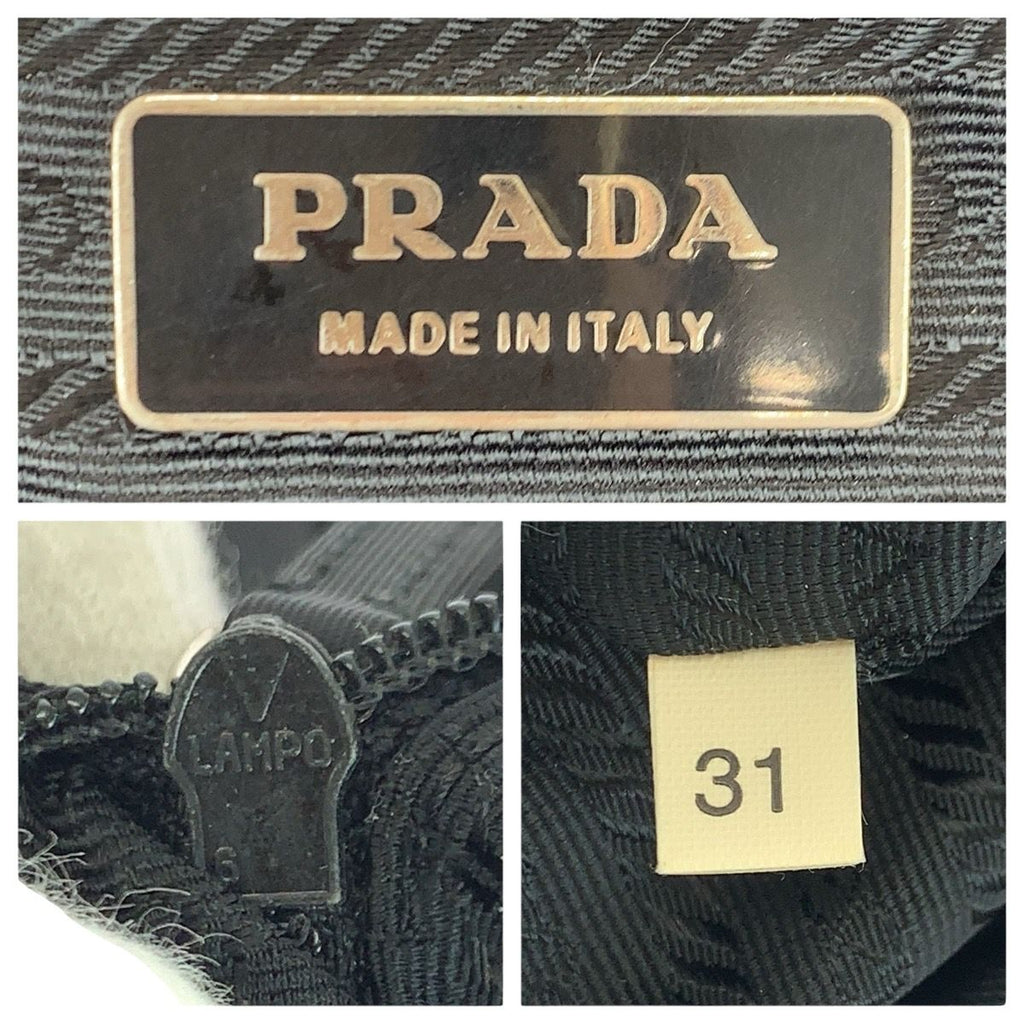 Prada Tessuto Black Silver Nylon Shoulder Bag Tote — view 4