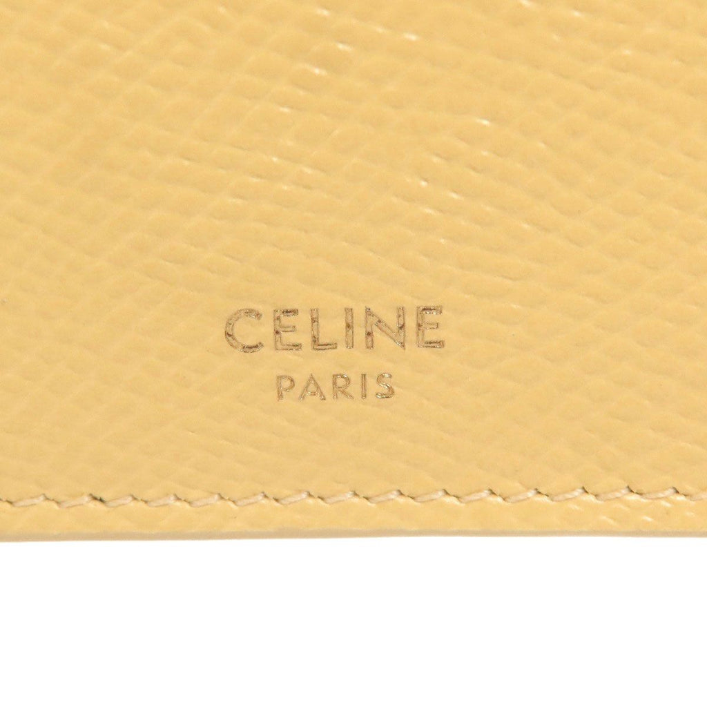 Celine Trifold Compact Wallet Bifold Leather Yellow — view 8