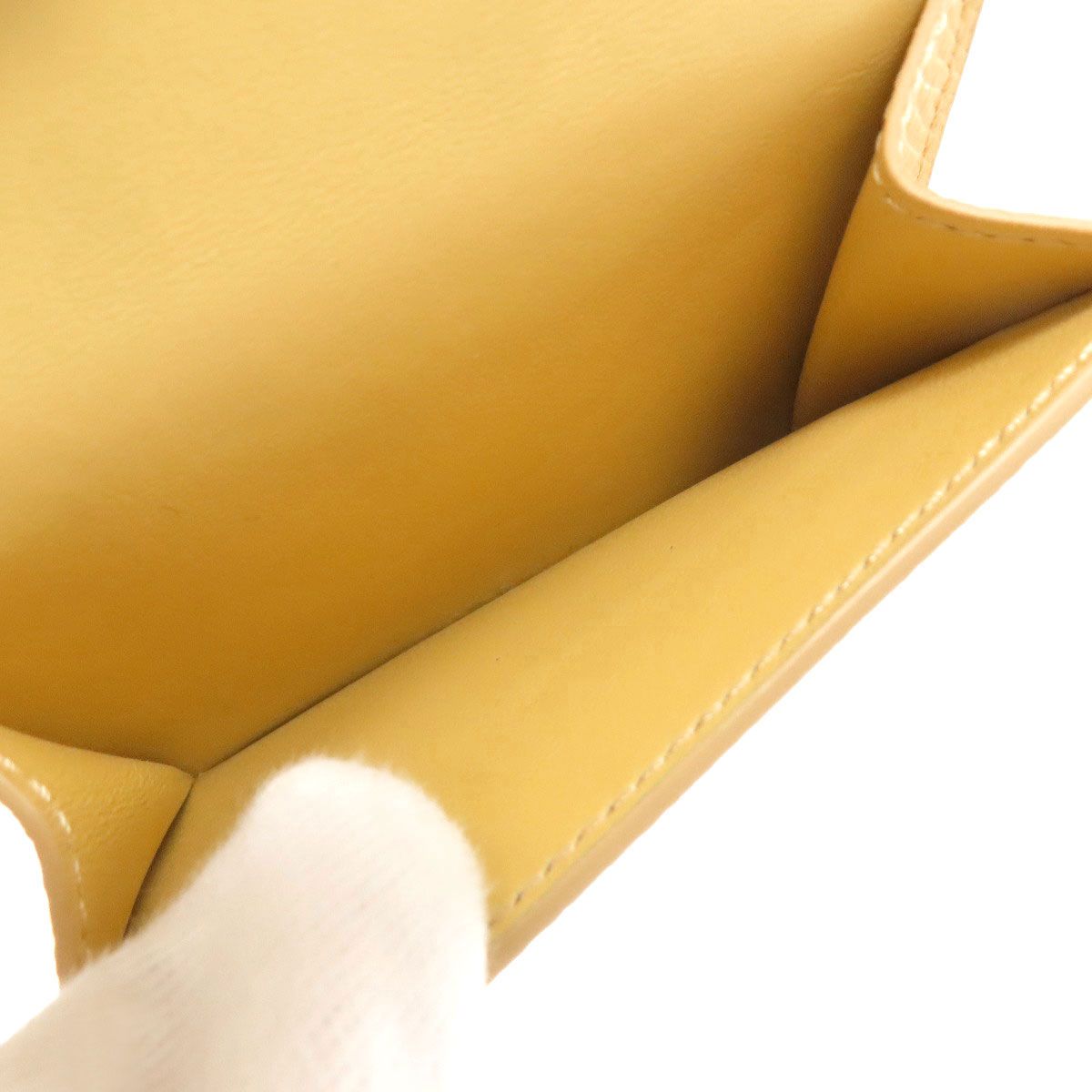 Celine Trifold Compact Wallet Bifold Leather Yellow — view 7