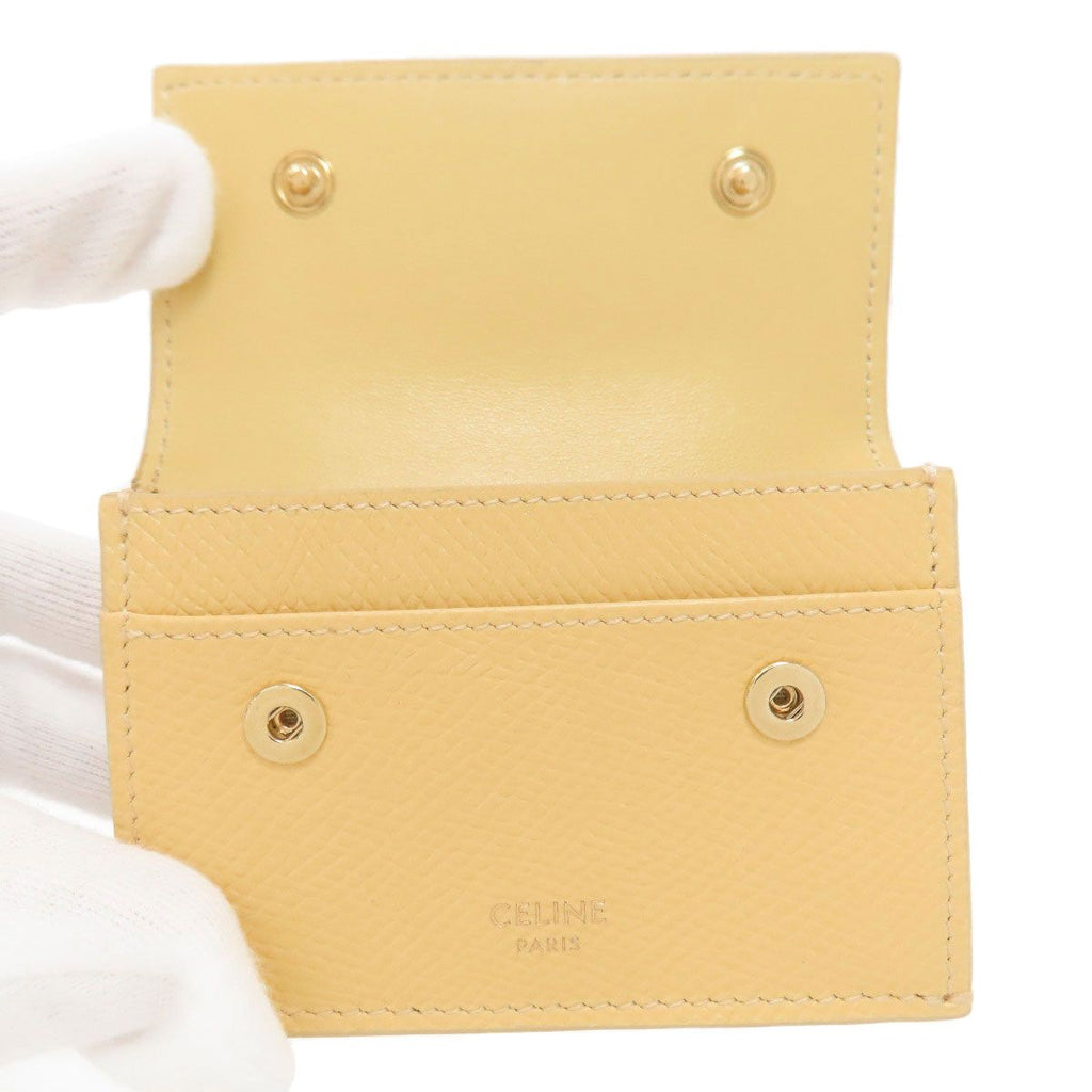 Celine Trifold Compact Wallet Bifold Leather Yellow — view 4