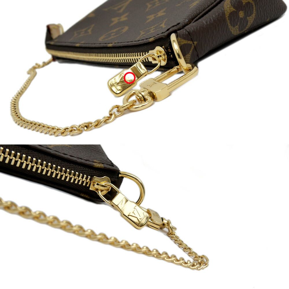 Louis Vuitton Mini Pochette Monogram Brown Leather Pouch — view 8