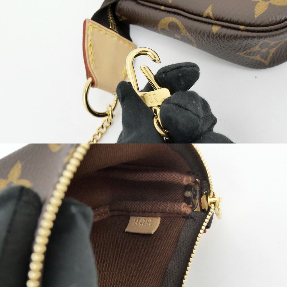 Louis Vuitton Mini Pochette Monogram Brown Leather Pouch — view 9