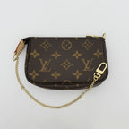Louis Vuitton Mini Pochette Monogram Brown Leather Pouch — view 2