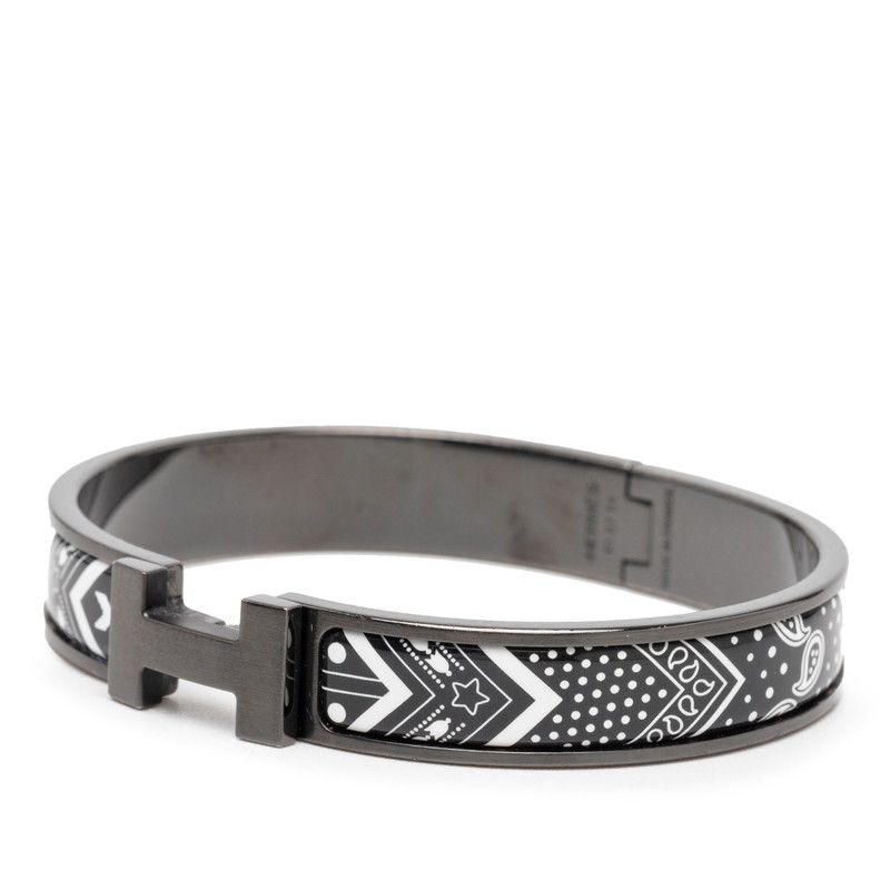 Hermes Click HH Bandana Black White Metal — view 2