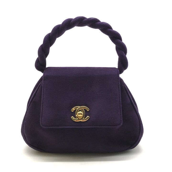 Chanel Suede Twist CC Logo Turnlock Mini Hand Bag Purple Bag — view 2
