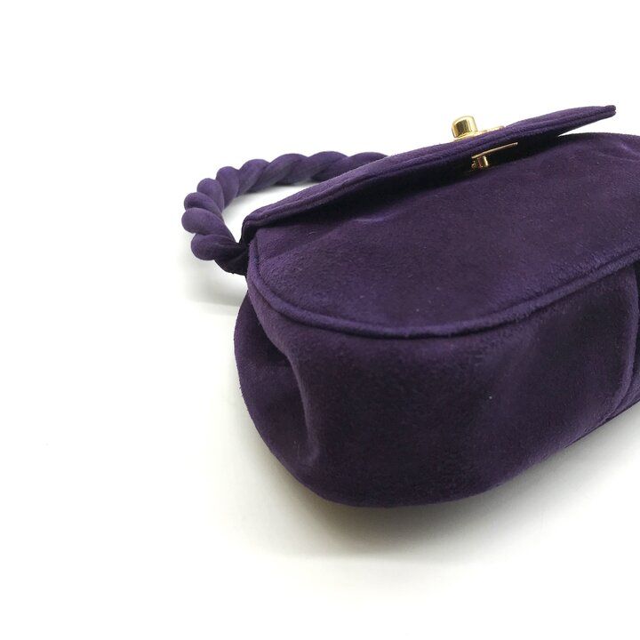 Chanel Suede Twist CC Logo Turnlock Mini Hand Bag Purple Bag — view 5