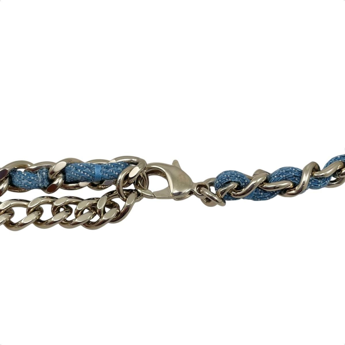 Chanel Belt CC Logo Chain Denim Blue Gold — view 7