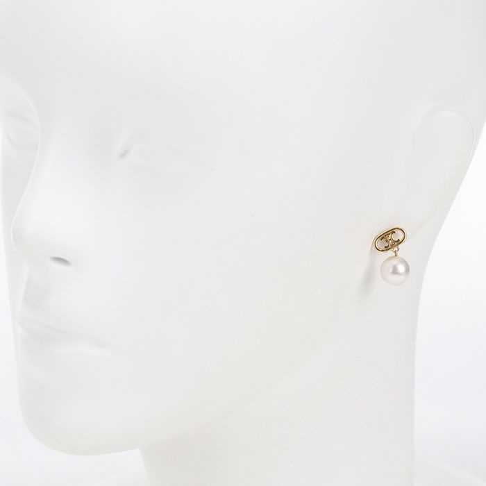 Celine Pearl Triomphe Earrings Metal — view 6