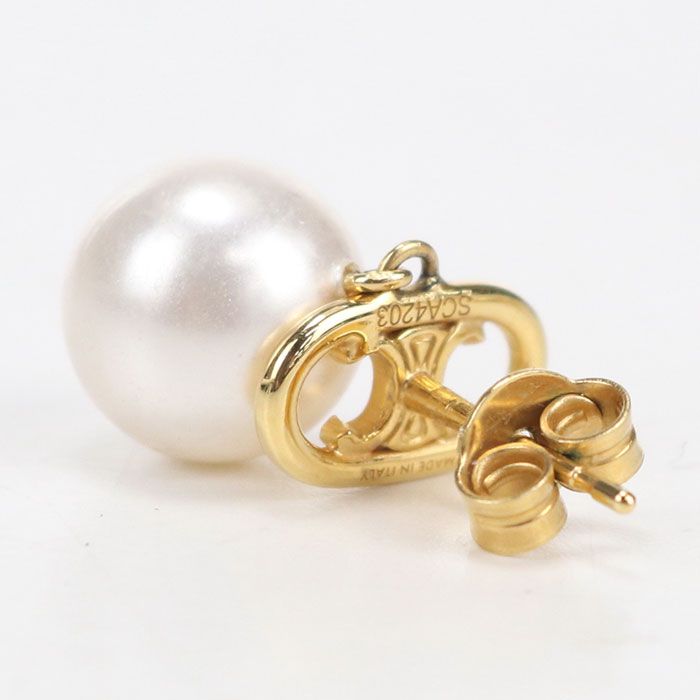Celine Pearl Triomphe Earrings Metal — view 5