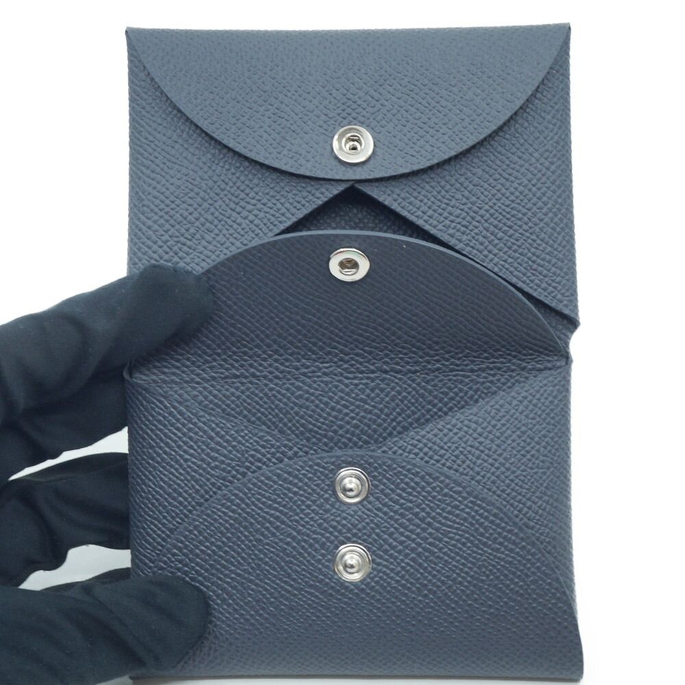 Hermes Calvi Duo Card Case Coin Purse Veau Epsom Ardoise — view 6