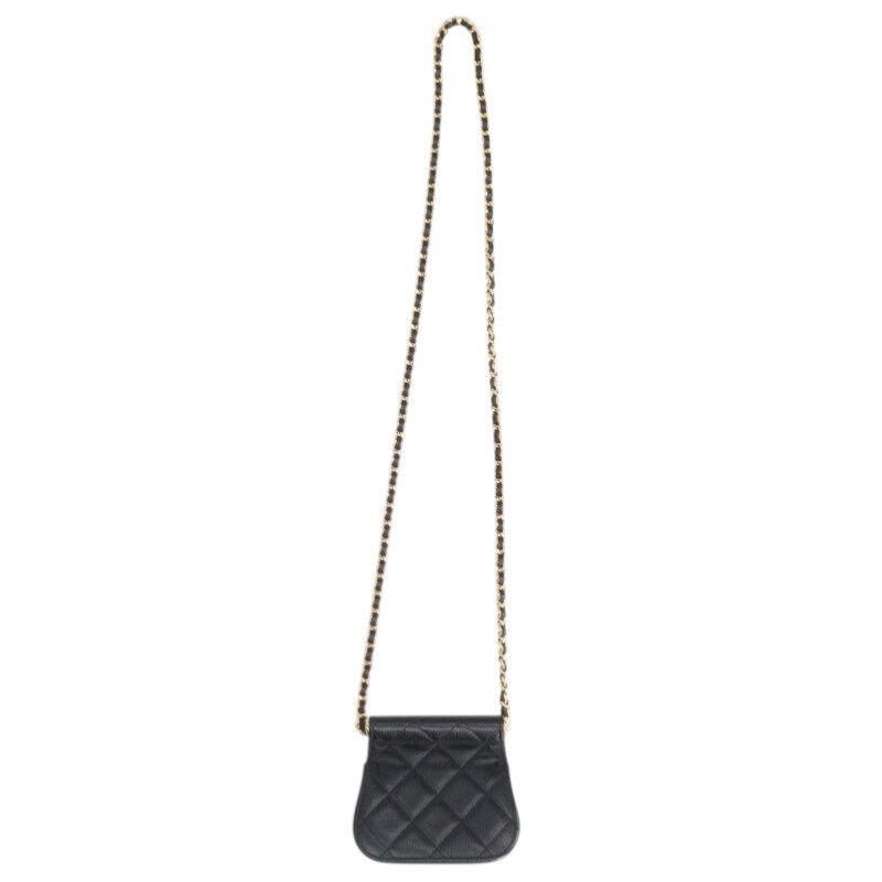 Chanel CC Logo Caviar Leather Chain Shoulder Bag Black — view 2