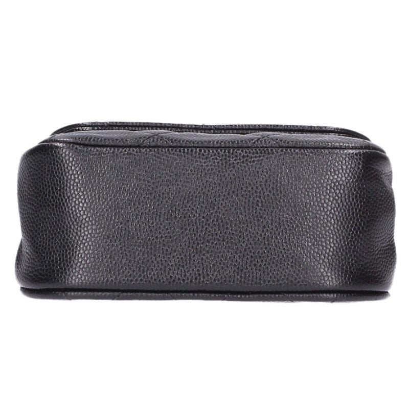 Chanel CC Logo Caviar Leather Chain Shoulder Bag Black — view 4