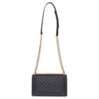 Chanel 25 Caviar Leather Chain Shoulder Bag Black — view 2