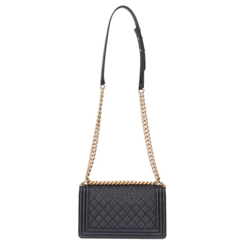 Chanel 25 Caviar Leather Chain Shoulder Bag Black — view 2