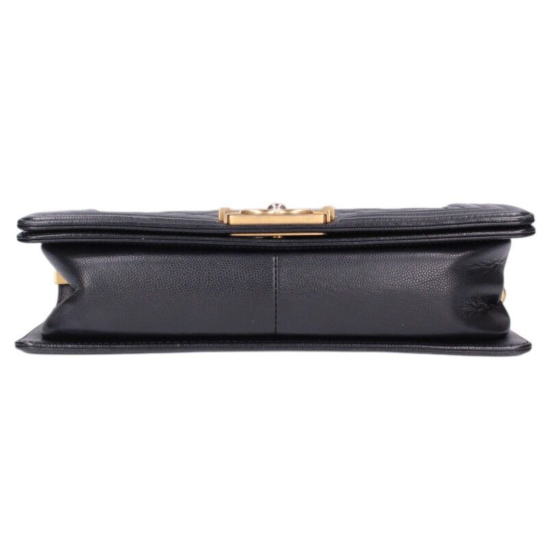 Chanel 25 Caviar Leather Chain Shoulder Bag Black — view 4