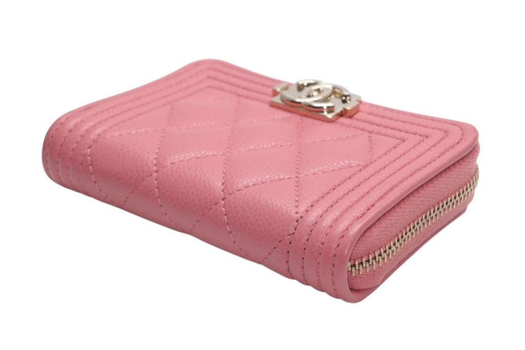 Chanel Boy Zip Coin Purse Stand CC Logo Caviar Leather — view 4