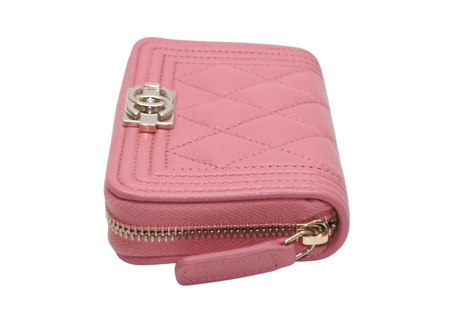 Chanel Boy Zip Coin Purse Stand CC Logo Caviar Leather — view 5