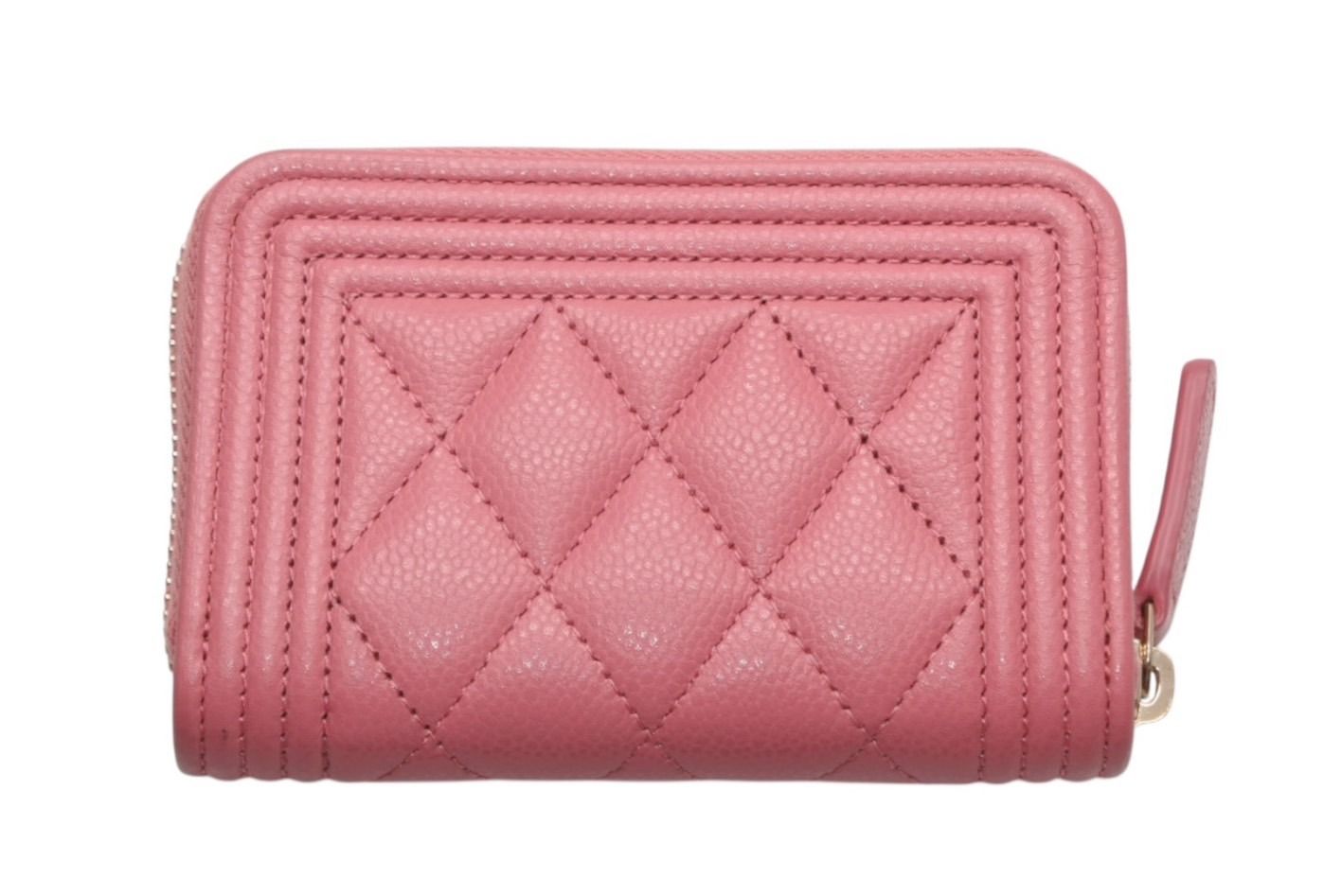 Chanel Boy Zip Coin Purse Stand CC Logo Caviar Leather — view 3
