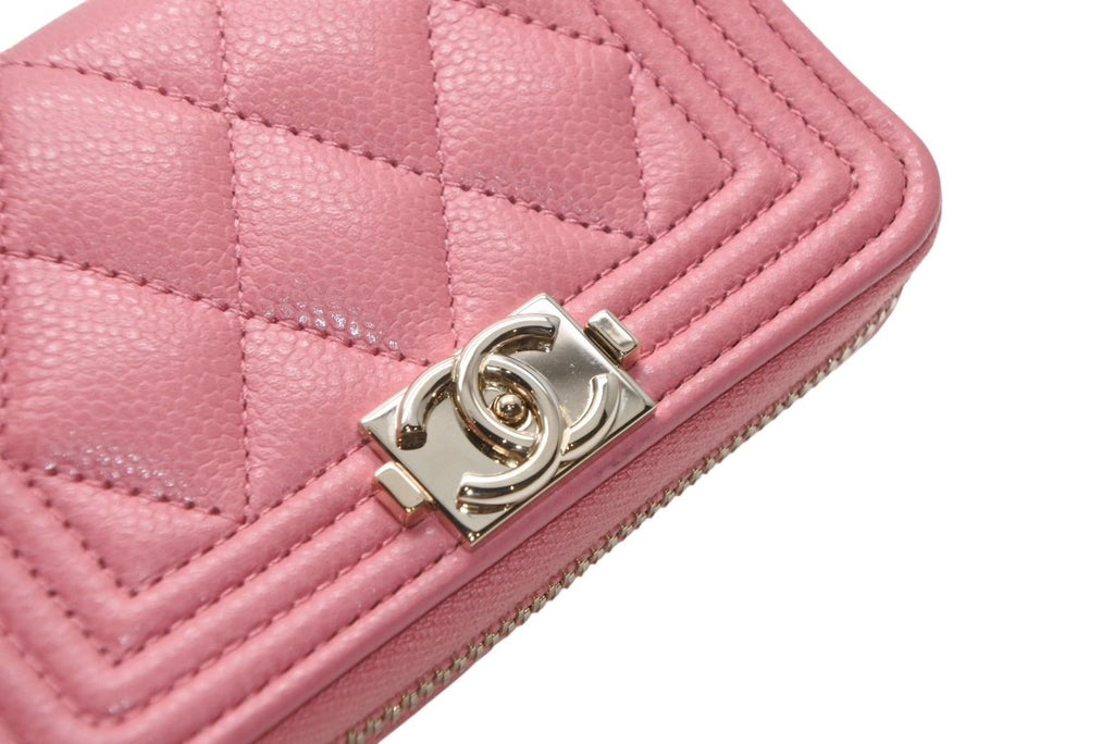 Chanel Boy Zip Coin Purse Stand CC Logo Caviar Leather — view 6