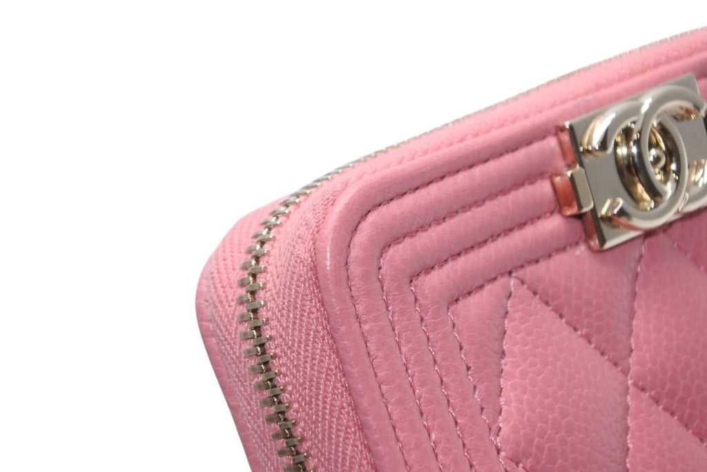 Chanel Boy Zip Coin Purse Stand CC Logo Caviar Leather — view 8
