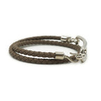 Hermes Leather Bracelet Ruri Double Tour Gray Silver — view 4