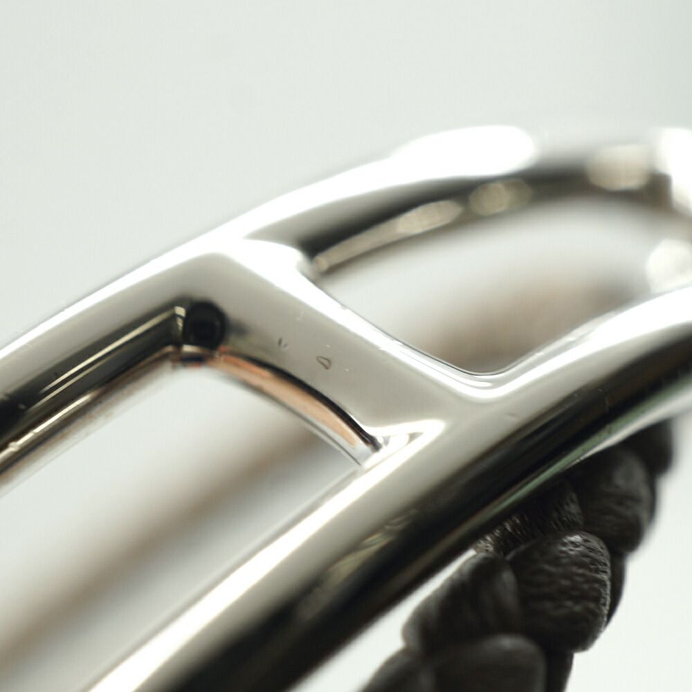 Hermes Leather Bracelet Ruri Double Tour Gray Silver — view 9