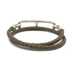 Hermes Leather Bracelet Ruri Double Tour Gray Silver — view 3