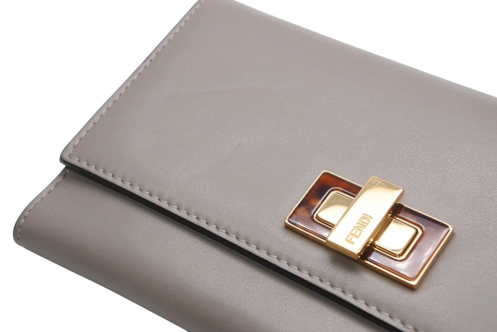 Fendi Peekaboo Continental Wallet Leather Greige Tortoiseshell — view 8