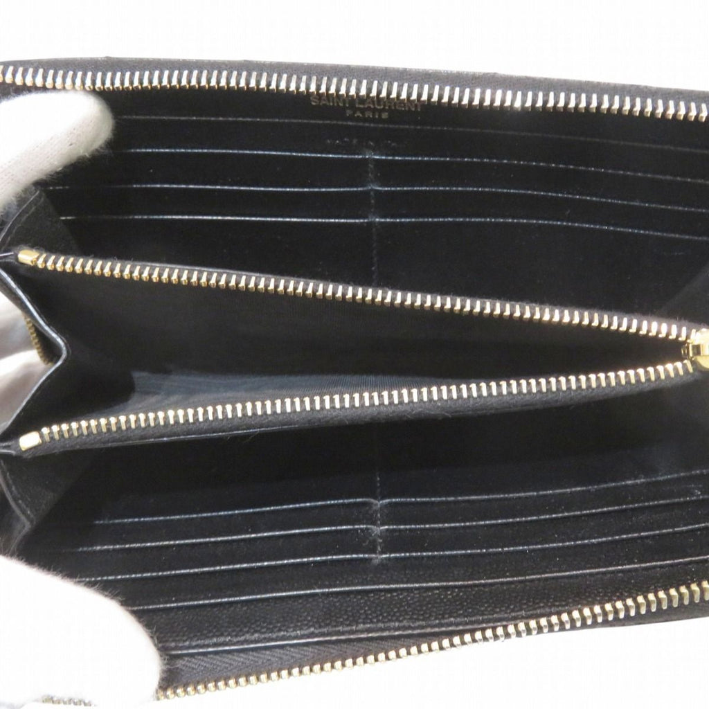 Saint Laurent Yves Stitch Zip Around Monogram YSL Wallet Leather — view 3